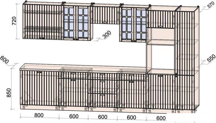 Готовая кухня Интерлиния Берес 3.6В (дуб английский/бискайская сосна)