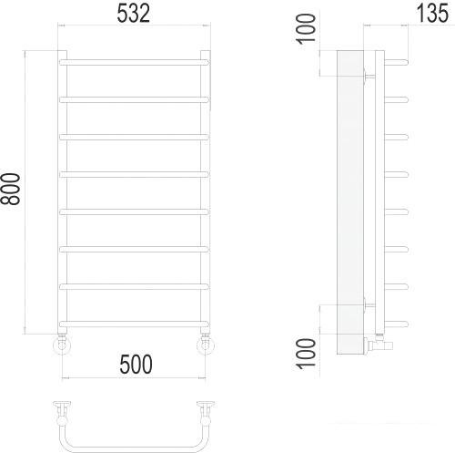 Полотенцесушитель TERMINUS Стандарт П8 500x800 нп (хром)