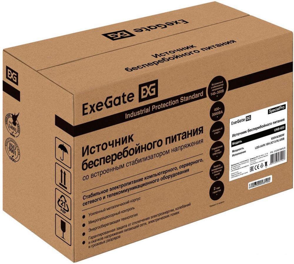 Источник бесперебойного питания ExeGate SpecialPro UNB-650.LED.AVR.1SH.2C13.RJ.USB EX292768RUS