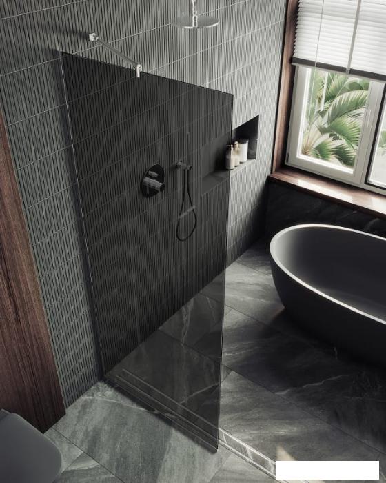 Душевая стенка MaybahGlass 195x79 MGD-698-5у (графитовое стекло/хром матовый)