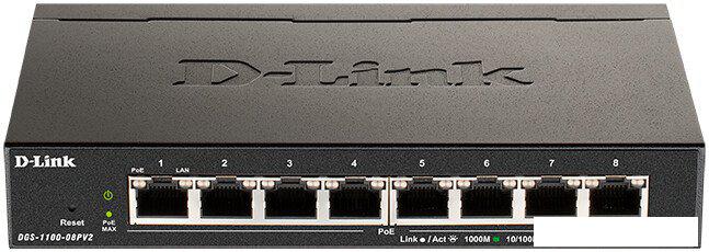 Управляемый коммутатор 2-го уровня D-Link DGS-1100-08PV2/A4A