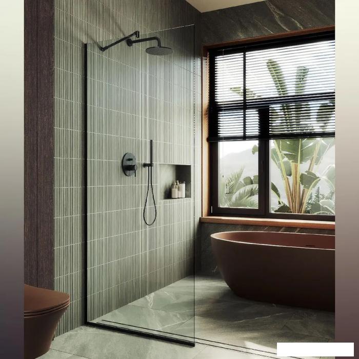 Душевая стенка MaybahGlass 195x89 MGD-689-6у (прозрачное стекло/черный)