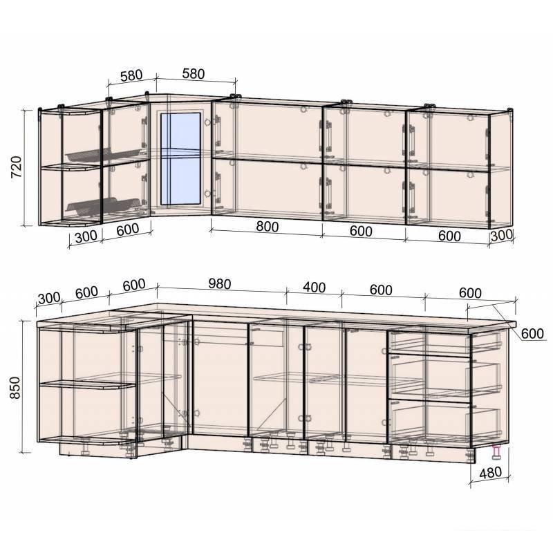 Готовая кухня Интерлиния Мила Матте 1.5x2.6 А правая (белый-белый-кастилло тёмный)