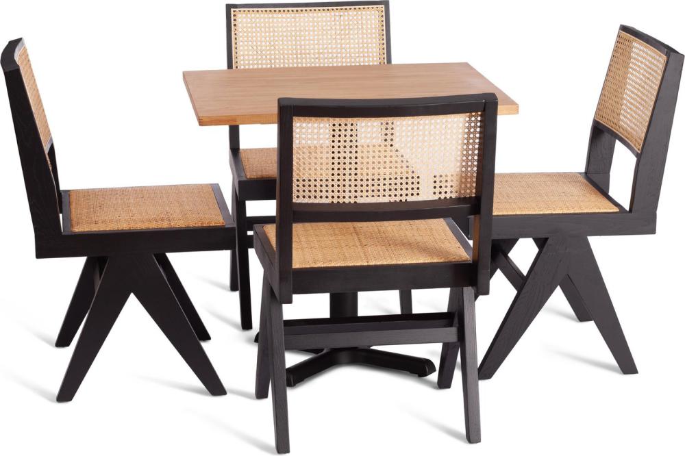 Стул TetChair Loki дерево вяз/ротанг 51x44x86 (черный)