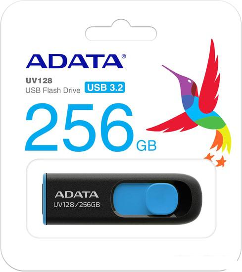 USB Flash ADATA DashDrive UV128 256GB (черный/синий)