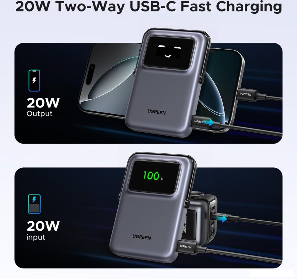 Внешний аккумулятор Ugreen PB764 10000mAh (серый)