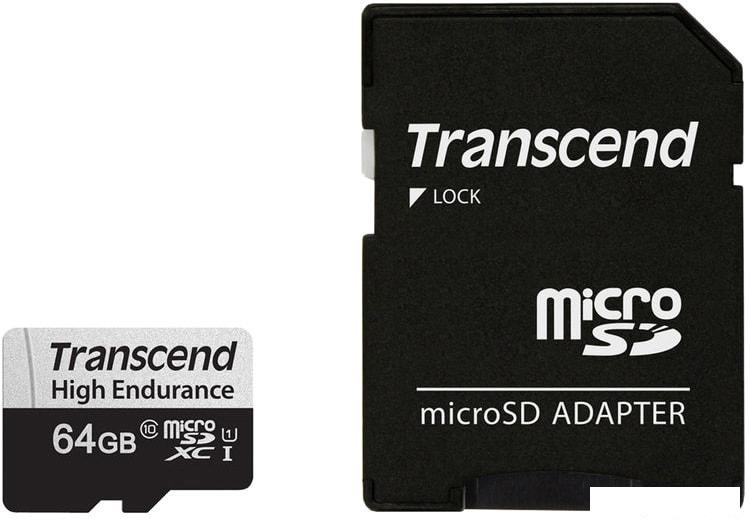 Карты памяти Transcend microSDXC TS64GUSD350V 64GB (с адаптером)