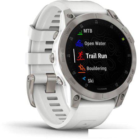 Умные часы Garmin Epix Sapphire Gen 2 (серебристый титан/белый)