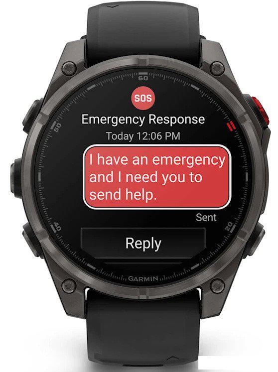 Умные часы Garmin Fenix 8 Pro 47 мм (серый, черный силиконовый ремешок)