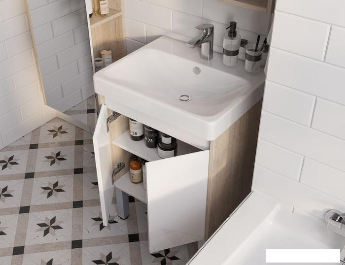 Акватон Тумба с умывальником Сканди Doors 55 1A2788K0SDB20 (белый/дуб верона)