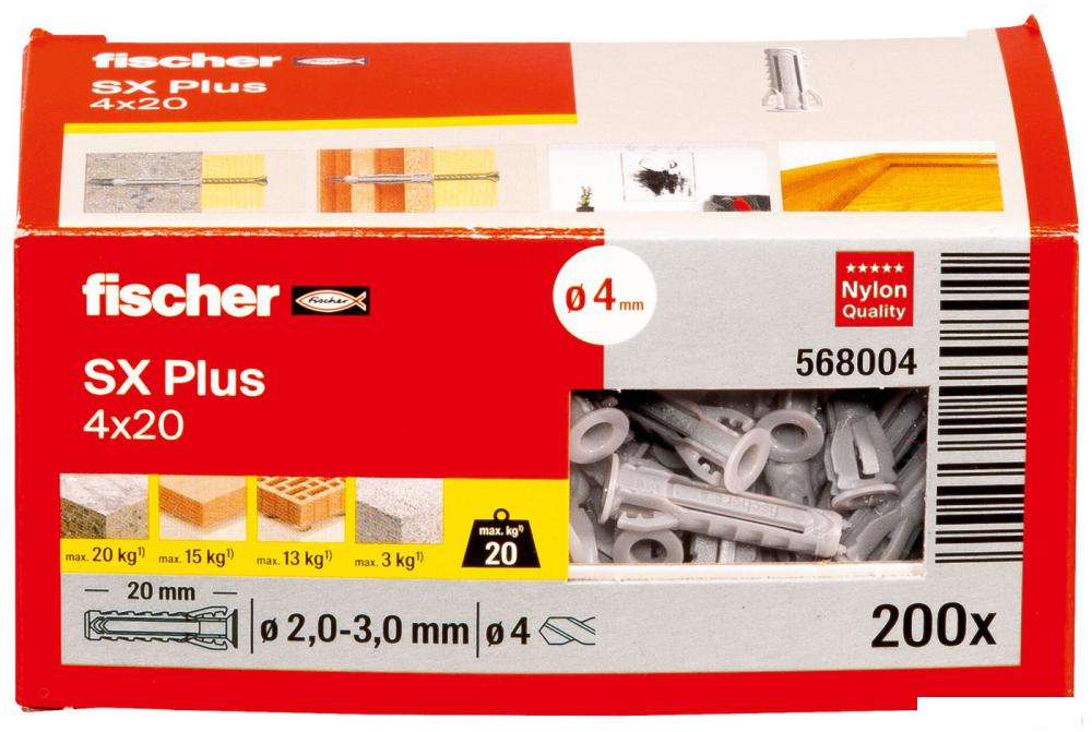 Дюбель универсальный Fischer SX Plus 4X20 568004 (200 шт)