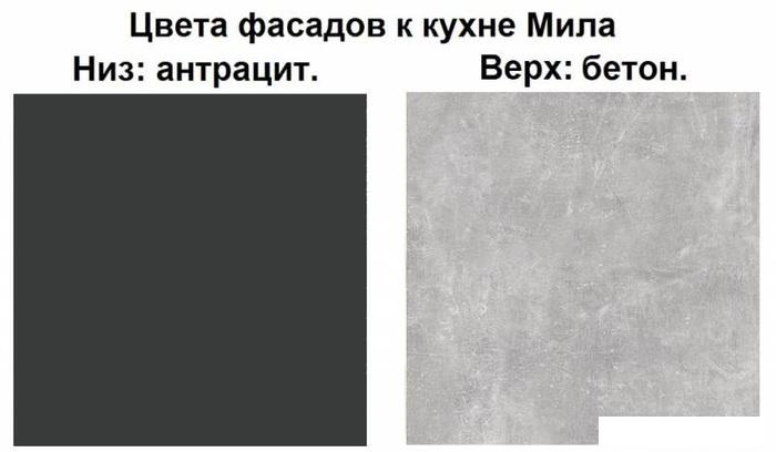 Готовая кухня Интерлиния Мила Лайт 2.0 (бетон-антрацит-травертин)