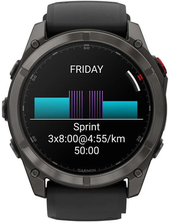 Умные часы Garmin Fenix 8 Pro 51 мм (серый, черный силиконовый ремешок)