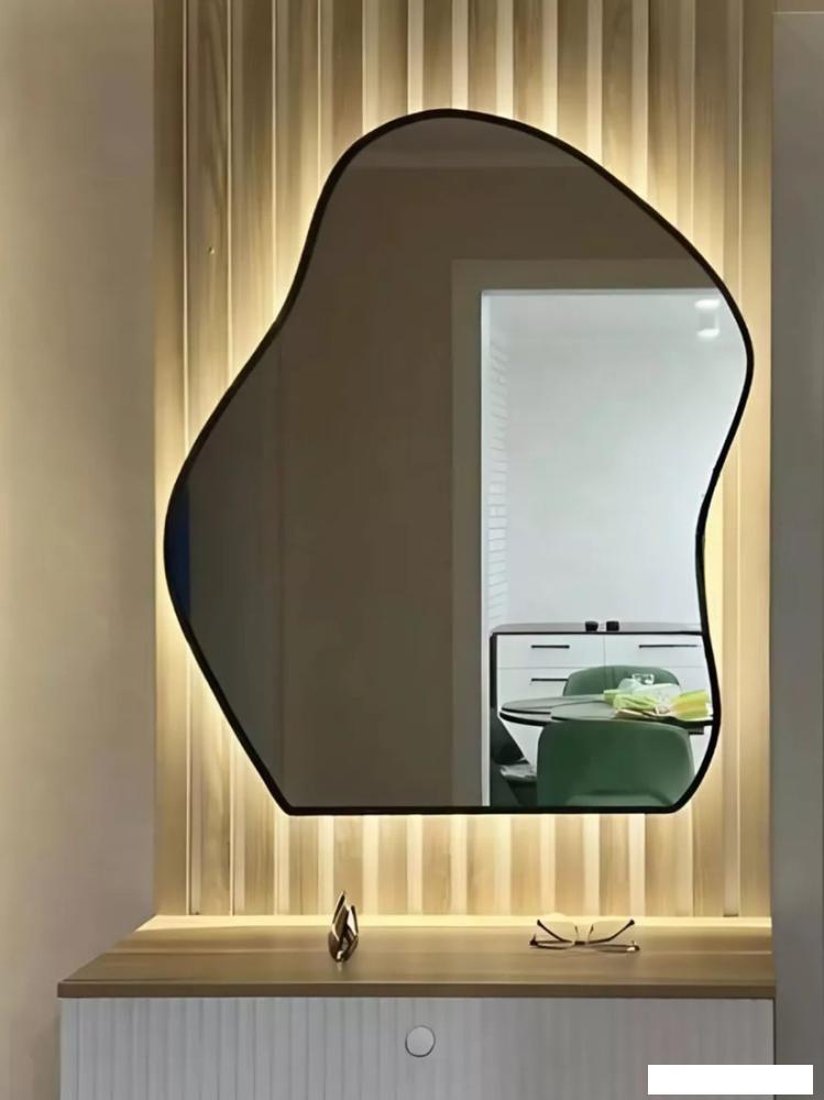 Зеркало eMZe 76x92 LED.CLOUD.UV.76.92.CHE.4K (черный с УФ-окантовкой и подсветкой)