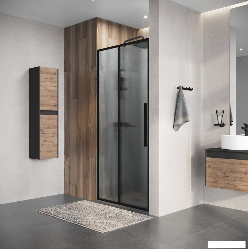 Душевая дверь Niagara Nova NG-84-L13CHB 130x195 (черный матовый/шиншилла стекло)