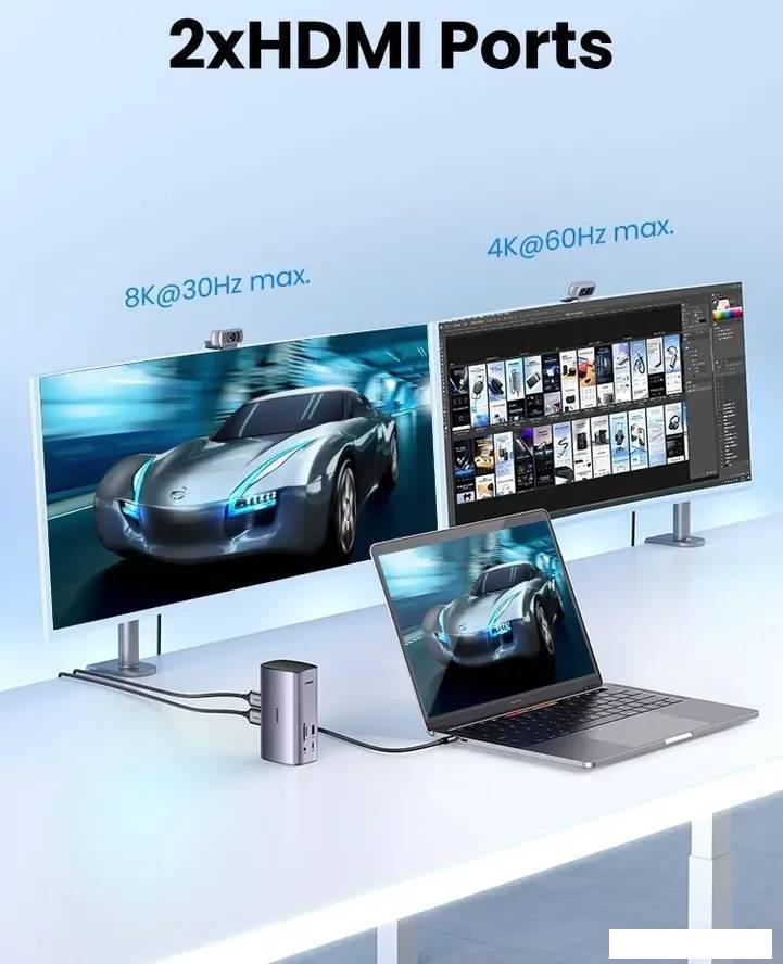 Док-станция Ugreen USB C Triple Display Docking Station 12-in-1 90325
