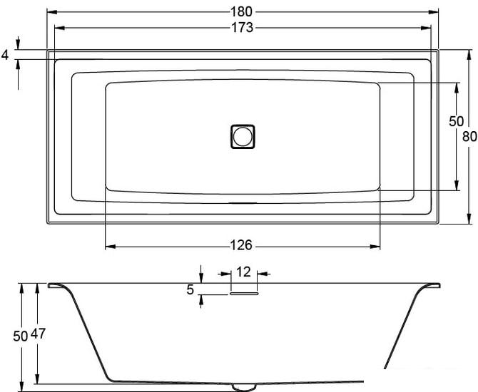 Ванна Riho Still Square Led 170x75 BR0200500K00132 (подголовник, без ножек)