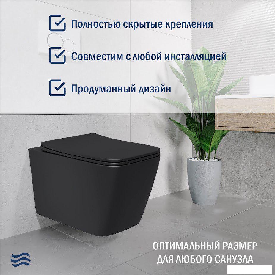 Унитаз подвесной Lauter Magdeburg с жестким сиденьем Soft Close 21103EC (черный матовый, скрытое крепление)
