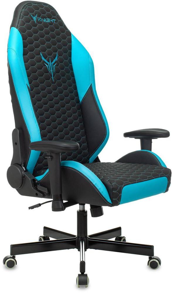 Игровое (геймерское) кресло Бюрократ Knight Neon (черный/голубой экокожа)