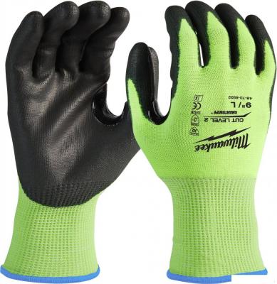 Перчатки хозяйственные Milwaukee Hi-Vis Cut level 2/B 9/L 4932479923