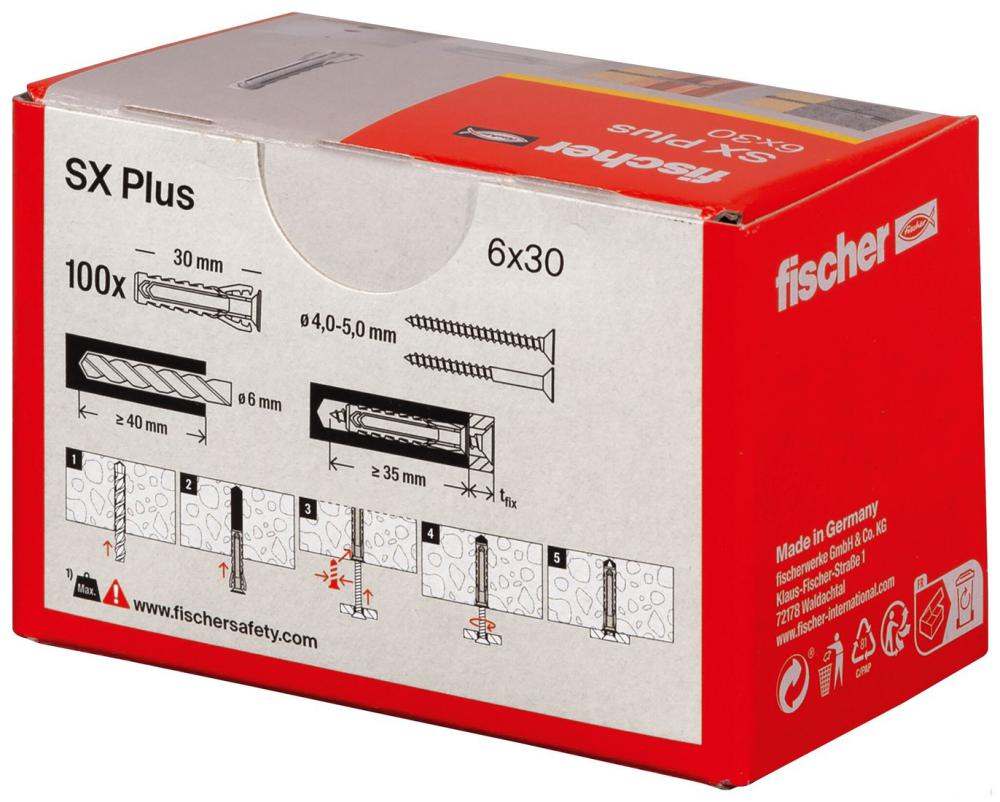 Дюбель универсальный Fischer SX Plus 6X30 568006 (100 шт)