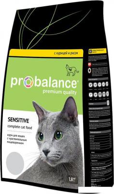 Сухой корм для кошек Probalance Sensitive (с чувствительным пищеварением, с курицей и рисом) 1.8 кг