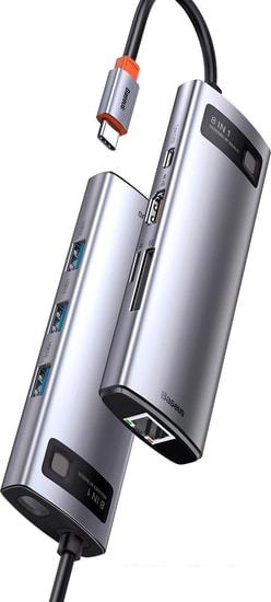 Док-станция Baseus Metal Gleam Series 8-in-1 Multifunctional Type-C HUB Docking Station CAHUB-CV0G