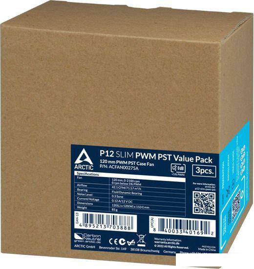 Комплект вентиляторов для корпуса Arctic P12 Slim PWM PST 3 PCS Value Pack ACFAN00275A
