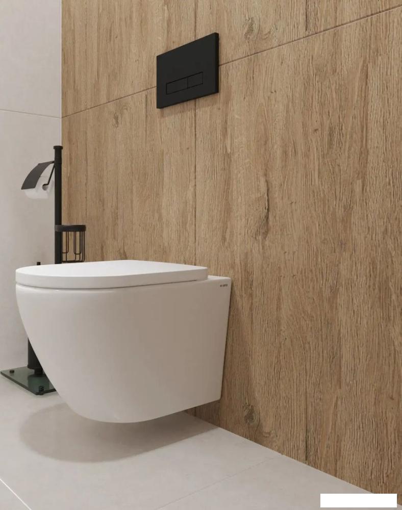 Унитаз подвесной Lauter Vortex 2110830+GROHE Solido 38811KF0+37131000 с кнопкой (прямоугольная, черный)