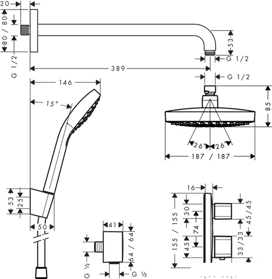 Душевая система  Hansgrohe Croma Select E 27294000
