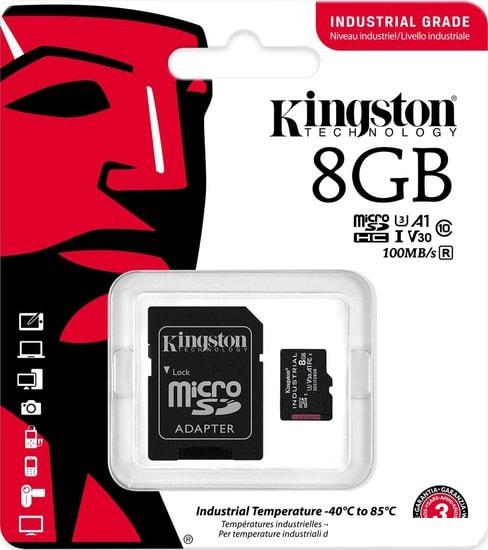 Карта памяти Kingston Industrial microSDHC 8GB SDCIT2/8GB (с адаптером)