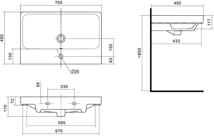 Акватон Тумба с умывальником Сканди 70 1A2518K0SD010+1WH501628