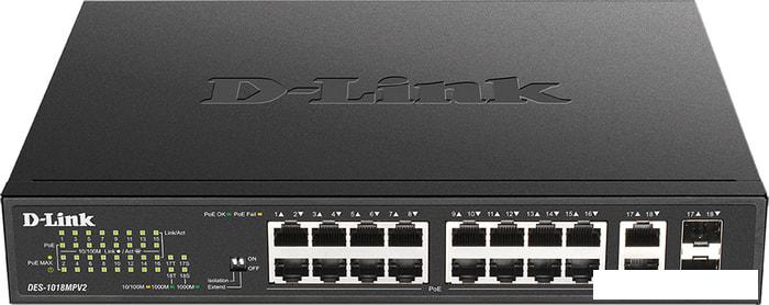 Неуправляемый коммутатор D-Link DES-1018MPV2/A1A
