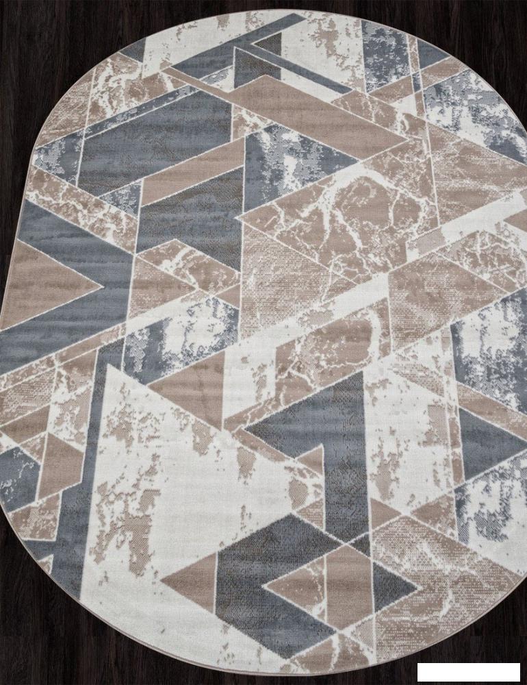 Ковер для жилой комнаты Merinos Sierra F354-OVAL-BEIGE-BLUE (1.5х1.9)