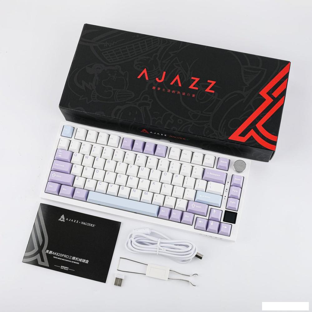 Клавиатура Ajazz AK820 Pro (белый/фиолетовый, Ajazz Gift)