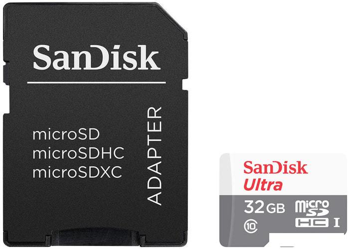 Карты памяти SanDisk Ultra microSDHC SDSQUNR-032G-GN3MA 32GB (с адаптером)