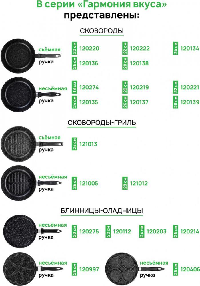 Набор сковород Elan Gallery Гармония вкуса 120112+4 (черный мрамор)