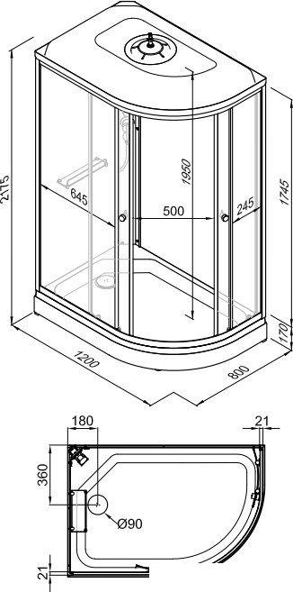 Душевая кабина Triton Коралл А 120x80 L