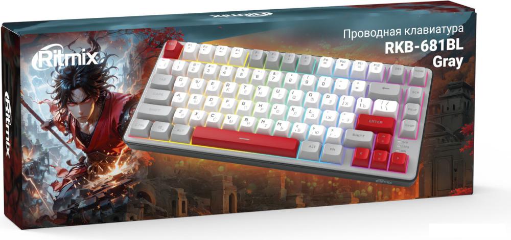 Клавиатура Ritmix RKB-681BL (серый/белый)
