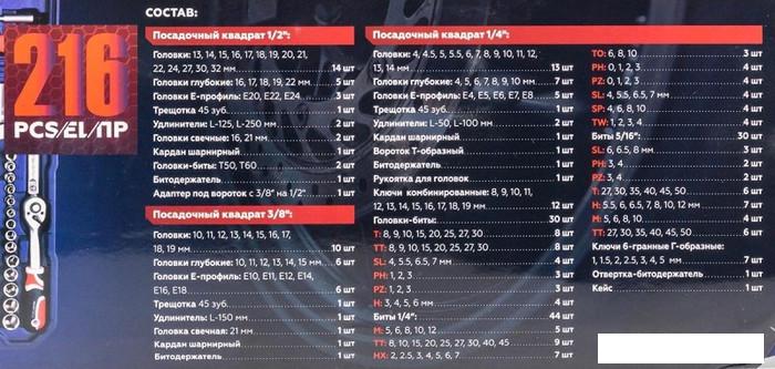 Универсальный набор инструментов Yataforce YF-38841 (216 предметов)
