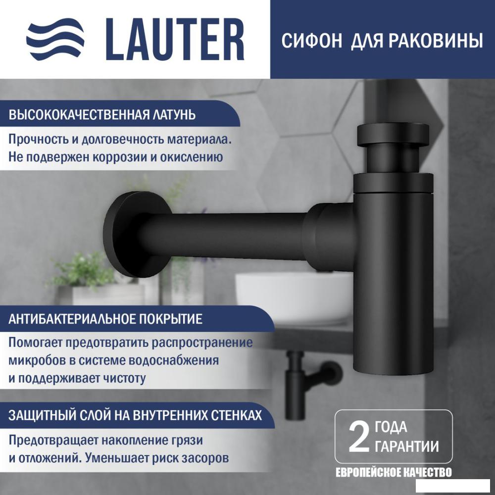 Умывальник Lauter 21487-60 + клапан 21190B + сифон 21635B (черный матовый)