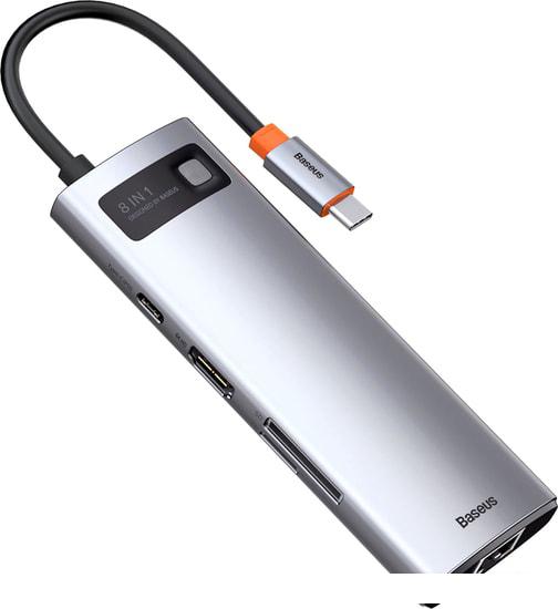 Док-станция Baseus Metal Gleam Series 8-in-1 Multifunctional Type-C HUB Docking Station CAHUB-CV0G