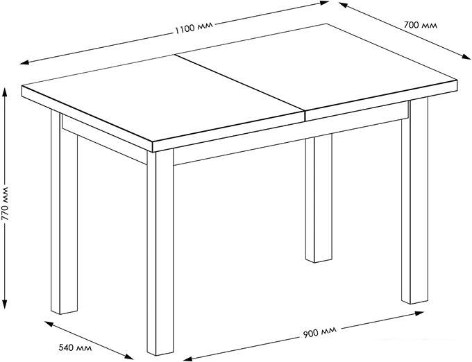 Кухонный стол Senira Кастусь 110-145x70 (дуб вотан/белый)