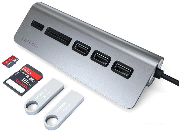 USB-хаб Satechi USB-C Combo Hub ST-TCHCRM (серый космос)