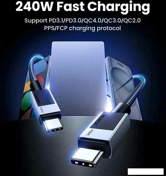 Кабель Ugreen L513 USB Type-C - USB Type-C 45068 (2 м, черный)