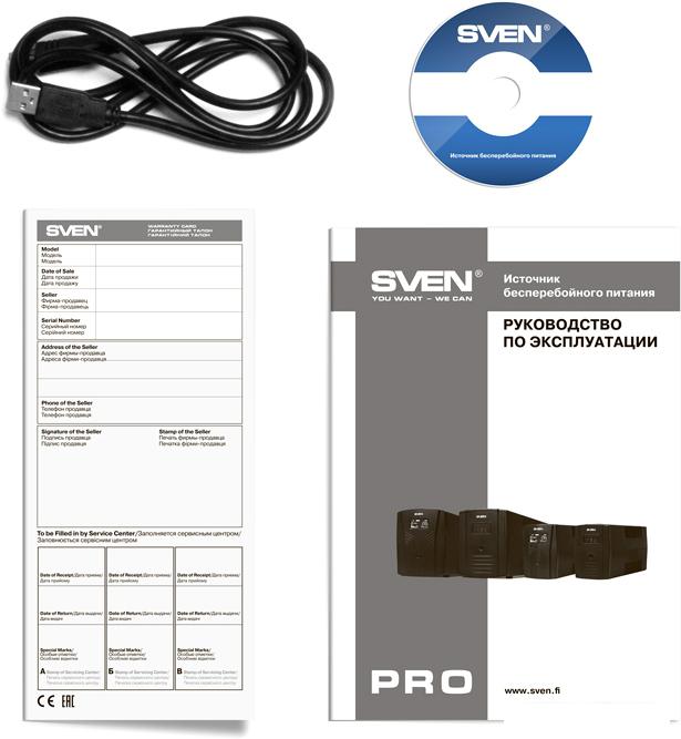 Источник бесперебойного питания SVEN Pro 650 (LCD, USB)
