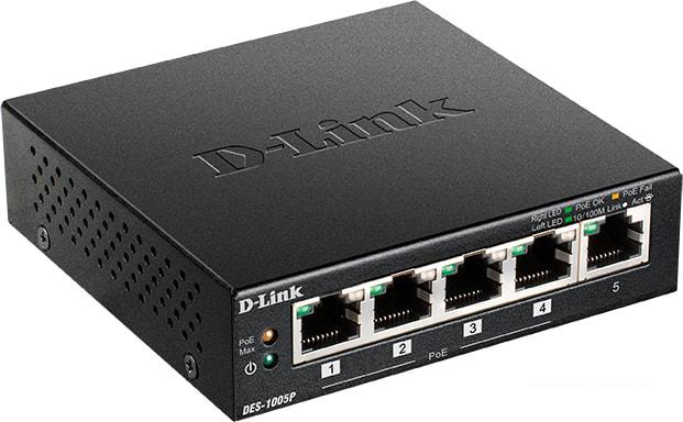 Неуправляемый коммутатор D-Link DES-1005P/B1A