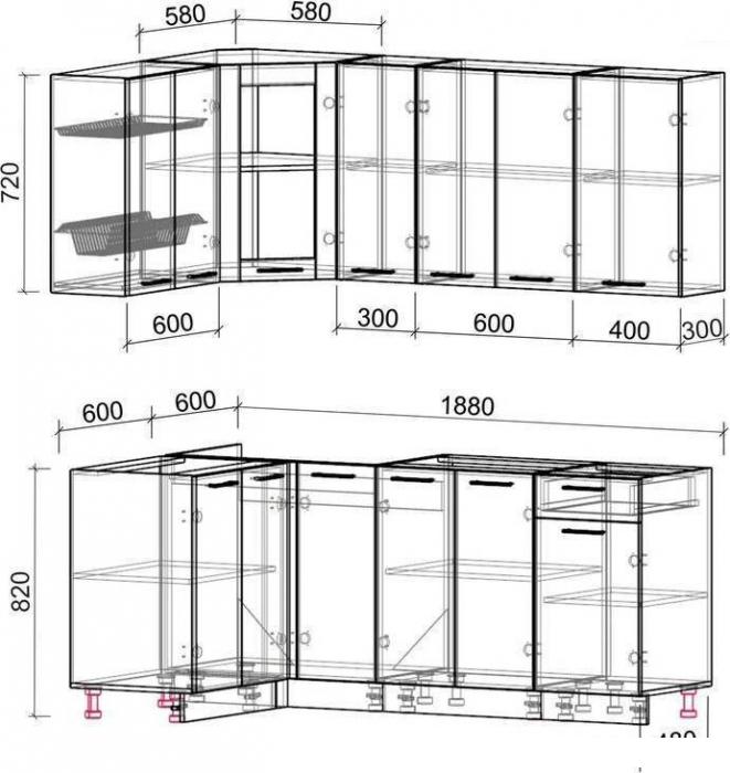 Готовая кухня Интерлиния Мила 12x19 без столешницы (белый платинум)