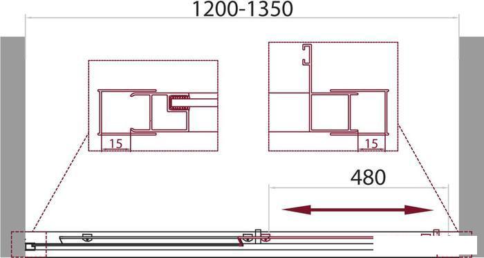 Душевая дверь BelBagno UNIQUE-BF-1-120/135-C-Cr (прозрачное стекло)