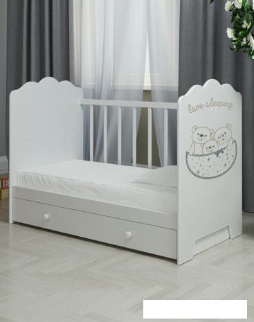Классическая детская кроватка VDK Love Sleeping маятник с ящиком (белый)